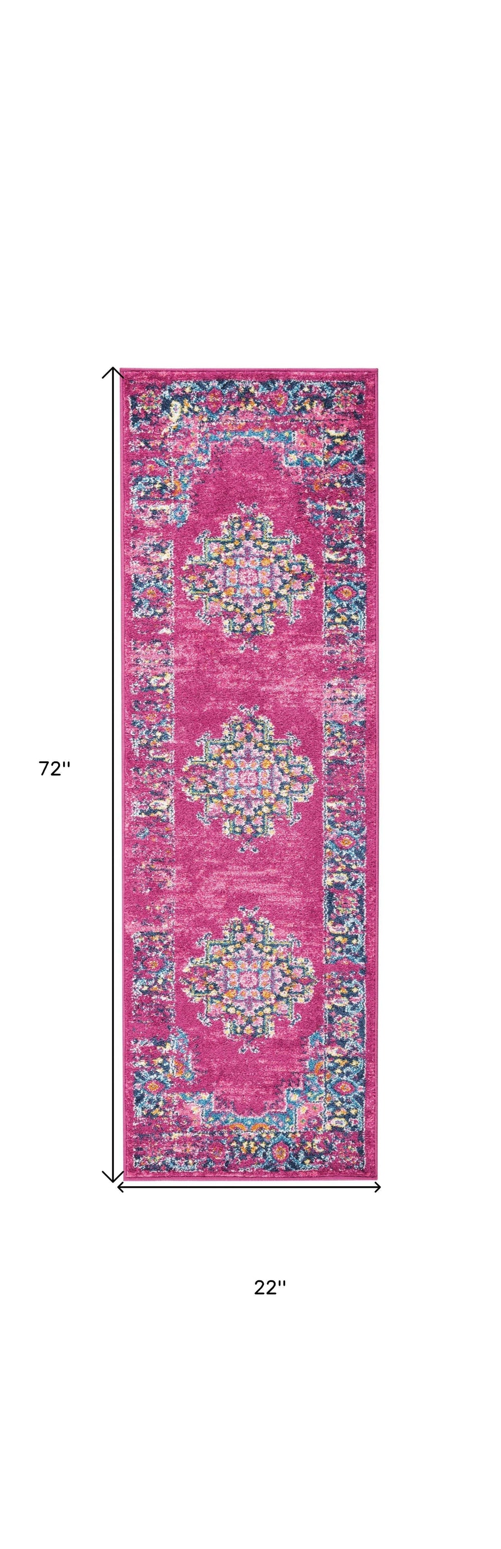 6' Fuchsia Power Loom Runner Rug - Homeroots - Flyclothing LLC
