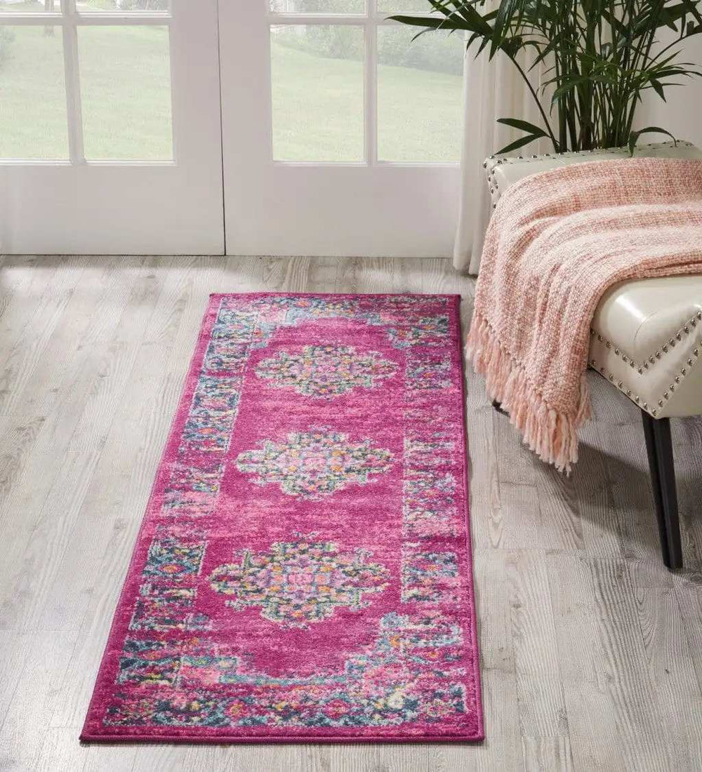 6' Fuchsia Power Loom Runner Rug - Homeroots - Flyclothing LLC