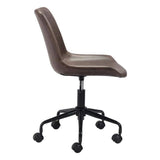 Brown and Black Adjustable Swivel Faux Leather Rolling Office Chair - Homeroots - Flyclothing LLC
