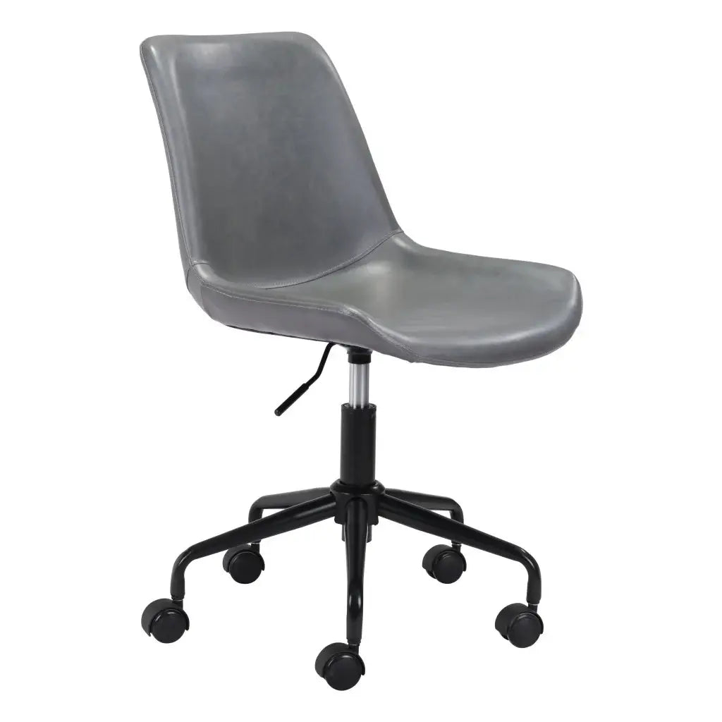 Gray and Black Adjustable Swivel Faux Leather Rolling Office Chair - Homeroots - Flyclothing LLC