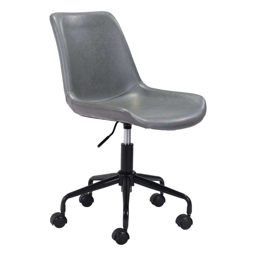 Gray and Black Adjustable Swivel Faux Leather Rolling Office Chair - Homeroots - Flyclothing LLC