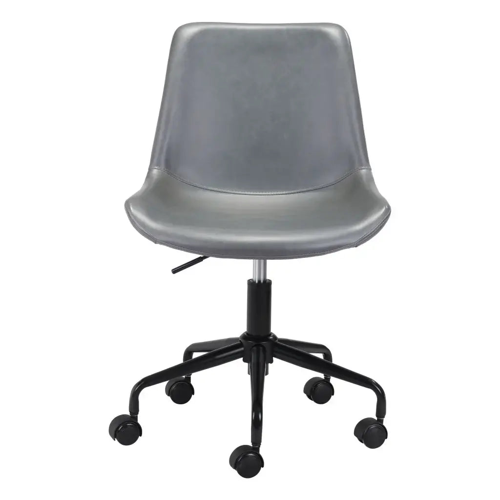 Gray and Black Adjustable Swivel Faux Leather Rolling Office Chair - Homeroots - Flyclothing LLC
