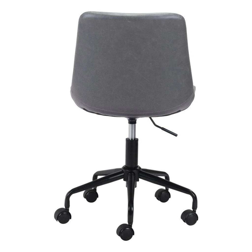 Gray and Black Adjustable Swivel Faux Leather Rolling Office Chair - Homeroots - Flyclothing LLC
