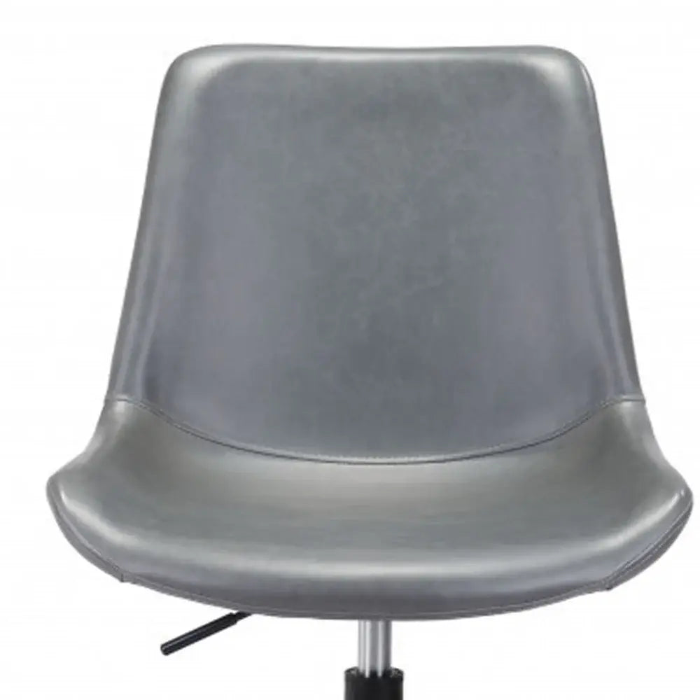 Gray and Black Adjustable Swivel Faux Leather Rolling Office Chair - Homeroots - Flyclothing LLC