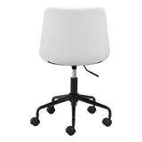 White and Black Adjustable Swivel Faux Leather Rolling Office Chair - Homeroots