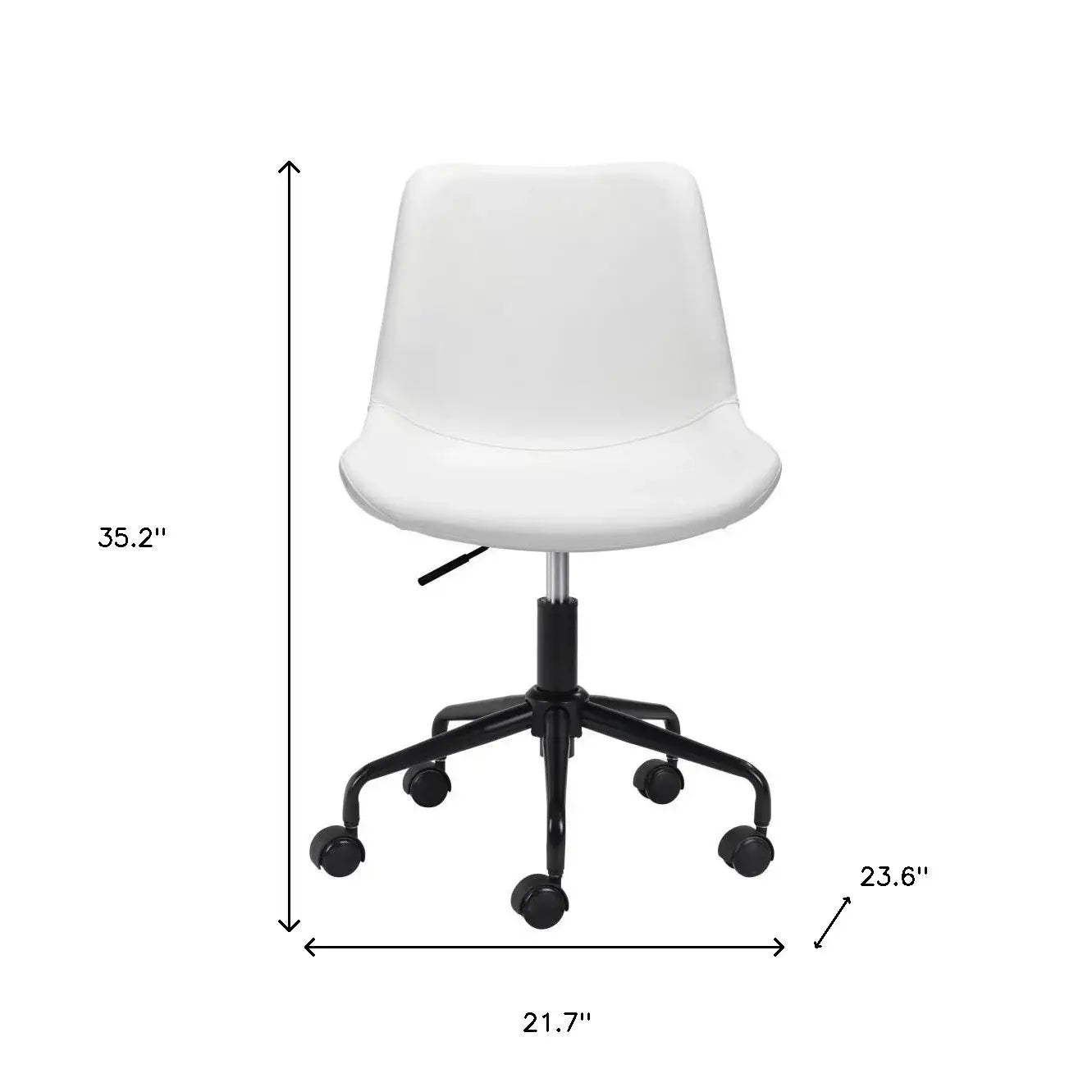 White and Black Adjustable Swivel Faux Leather Rolling Office Chair - Homeroots - Flyclothing LLC