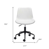 White and Black Adjustable Swivel Faux Leather Rolling Office Chair - Homeroots - Flyclothing LLC