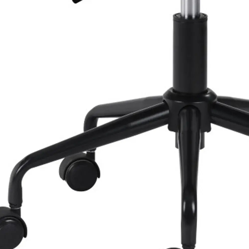 White and Black Adjustable Swivel Faux Leather Rolling Office Chair - Homeroots - Flyclothing LLC