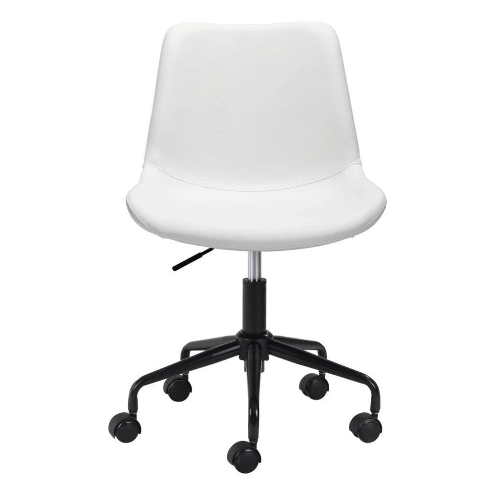 White and Black Adjustable Swivel Faux Leather Rolling Office Chair - Homeroots