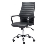 Black and Silver Adjustable Swivel Faux Leather Rolling Conference Office Chair - Homeroots