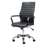 Black and Silver Adjustable Swivel Faux Leather Rolling Conference Office Chair - Homeroots - Flyclothing LLC