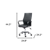 Black and Silver Adjustable Swivel Faux Leather Rolling Conference Office Chair - Homeroots - Flyclothing LLC
