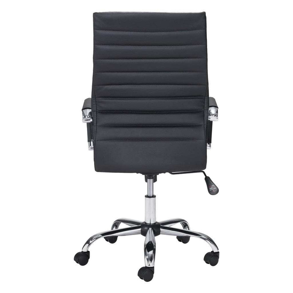 Black and Silver Adjustable Swivel Faux Leather Rolling Conference Office Chair - Homeroots - Flyclothing LLC