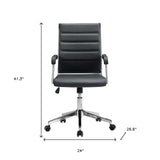 Black and Silver Adjustable Swivel Faux Leather Rolling Conference Office Chair - Homeroots - Flyclothing LLC