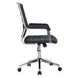 Black and Silver Adjustable Swivel Faux Leather Rolling Conference Office Chair - Homeroots