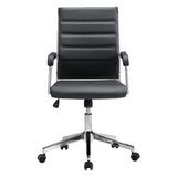 Black and Silver Adjustable Swivel Faux Leather Rolling Conference Office Chair - Homeroots