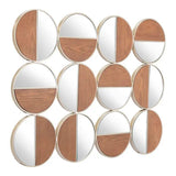 Set of Twelve Gold and Walnut Round Steel Framed Accent Mirror - Homeroots - Flyclothing LLC