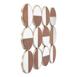 Set of Twelve Gold and Walnut Round Steel Framed Accent Mirror - Homeroots - Flyclothing LLC