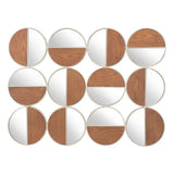 Set of Twelve Gold and Walnut Round Steel Framed Accent Mirror - Homeroots - Flyclothing LLC