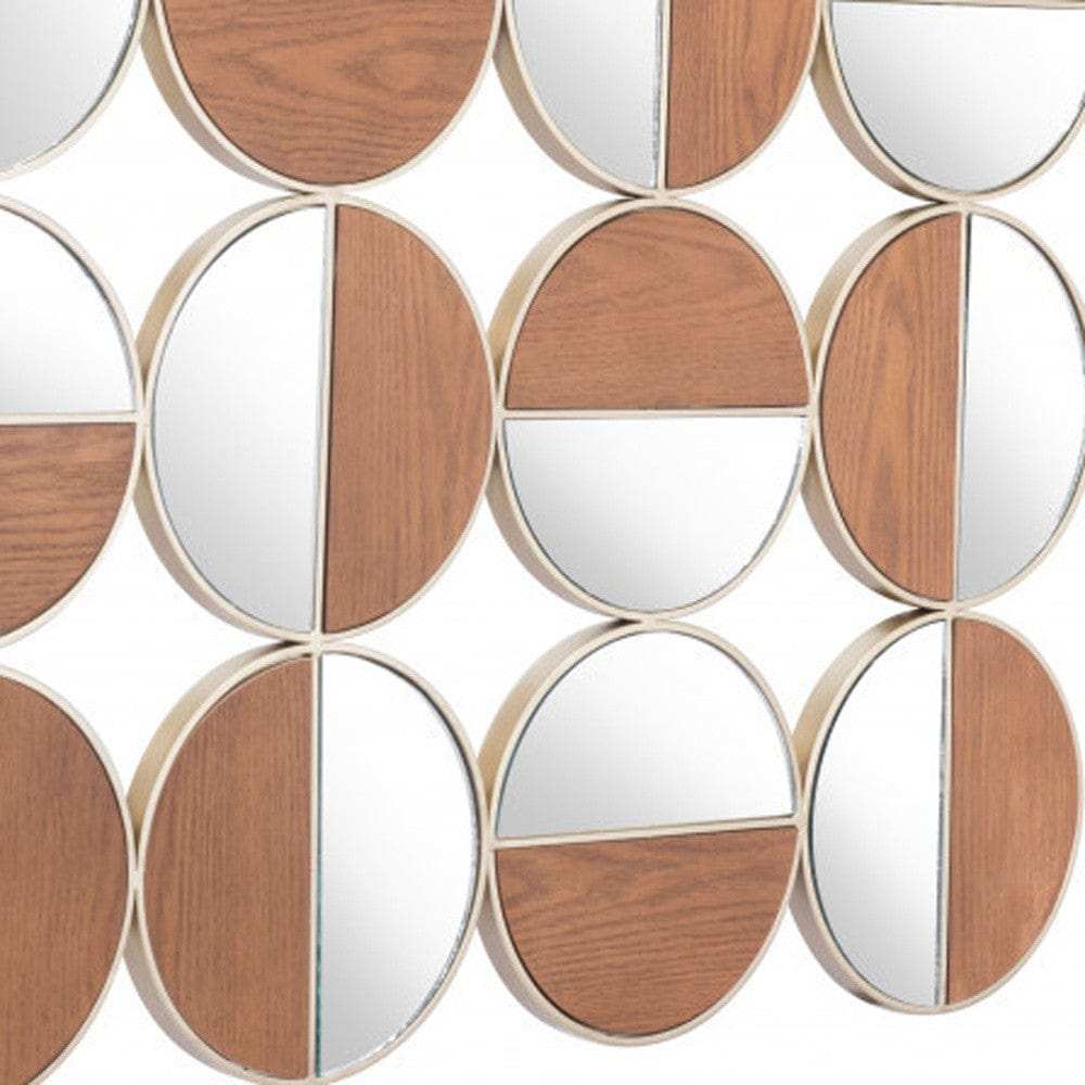 Set of Twelve Gold and Walnut Round Steel Framed Accent Mirror - Homeroots - Flyclothing LLC