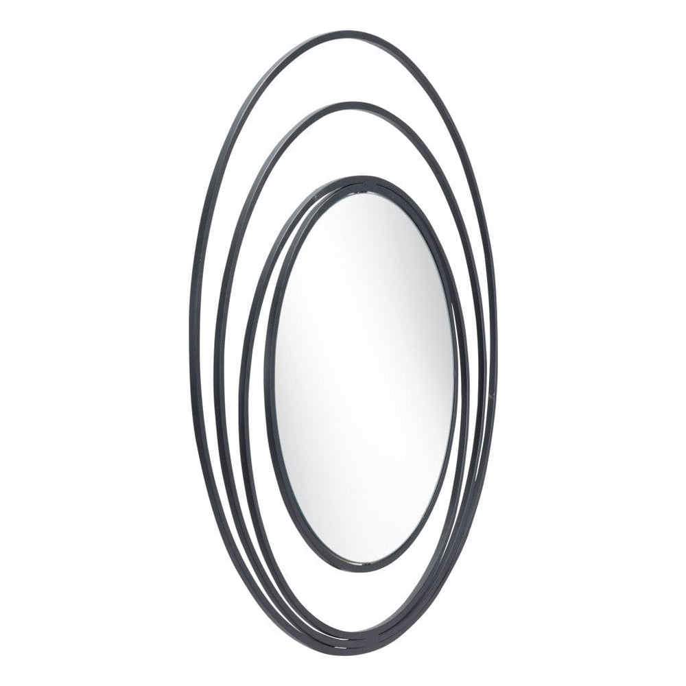32" Black Concentric Circles Round Wall Mirror - Homeroots - Flyclothing LLC