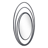 32" Black Concentric Circles Round Wall Mirror - Homeroots