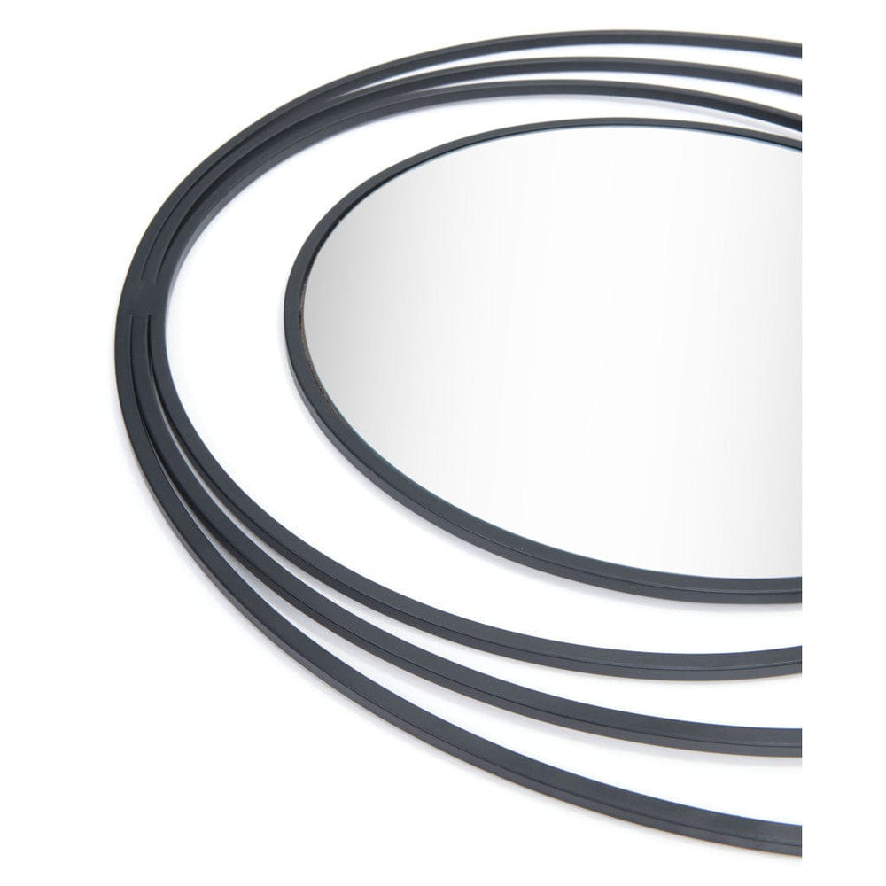32" Black Concentric Circles Round Wall Mirror - Homeroots - Flyclothing LLC
