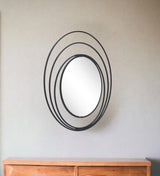 32" Black Concentric Circles Round Wall Mirror - Homeroots - Flyclothing LLC