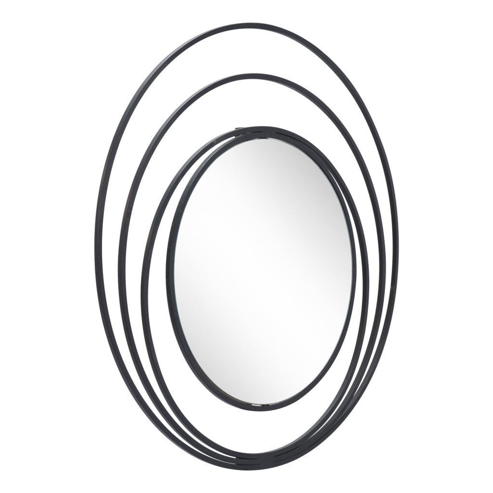 32" Black Concentric Circles Round Wall Mirror - Homeroots - Flyclothing LLC