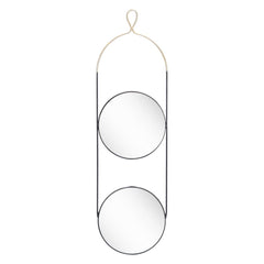 41" Gold and Black Round Accent Steel Mirror