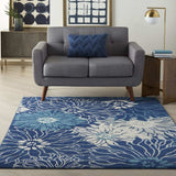 4' X 6' Blue And Ivory Floral Power Loom Area Rug - Homeroots - Flyclothing LLC