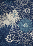 5' X 7' Blue And Ivory Floral Power Loom Area Rug - Homeroots