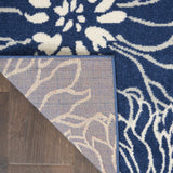 7' X 10' Blue And Ivory Floral Power Loom Area Rug - Homeroots
