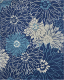 7' X 10' Blue And Ivory Floral Power Loom Area Rug - Homeroots