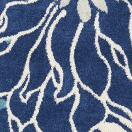 8' Blue And Ivory Round Floral Dhurrie Area Rug - Homeroots - Flyclothing LLC