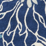 8' Blue And Ivory Round Floral Dhurrie Area Rug - Homeroots