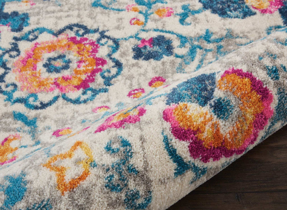 8' Ivory Floral Dhurrie Runner Rug - Homeroots - Flyclothing LLC