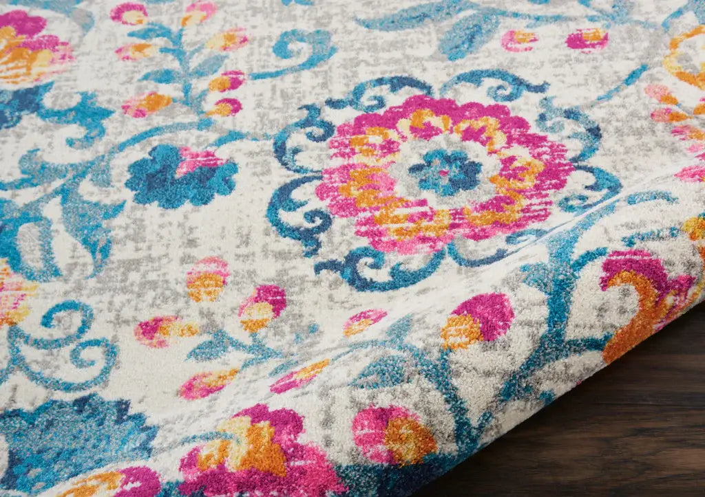 5' X 7' Ivory Floral Dhurrie Area Rug - Homeroots - Flyclothing LLC