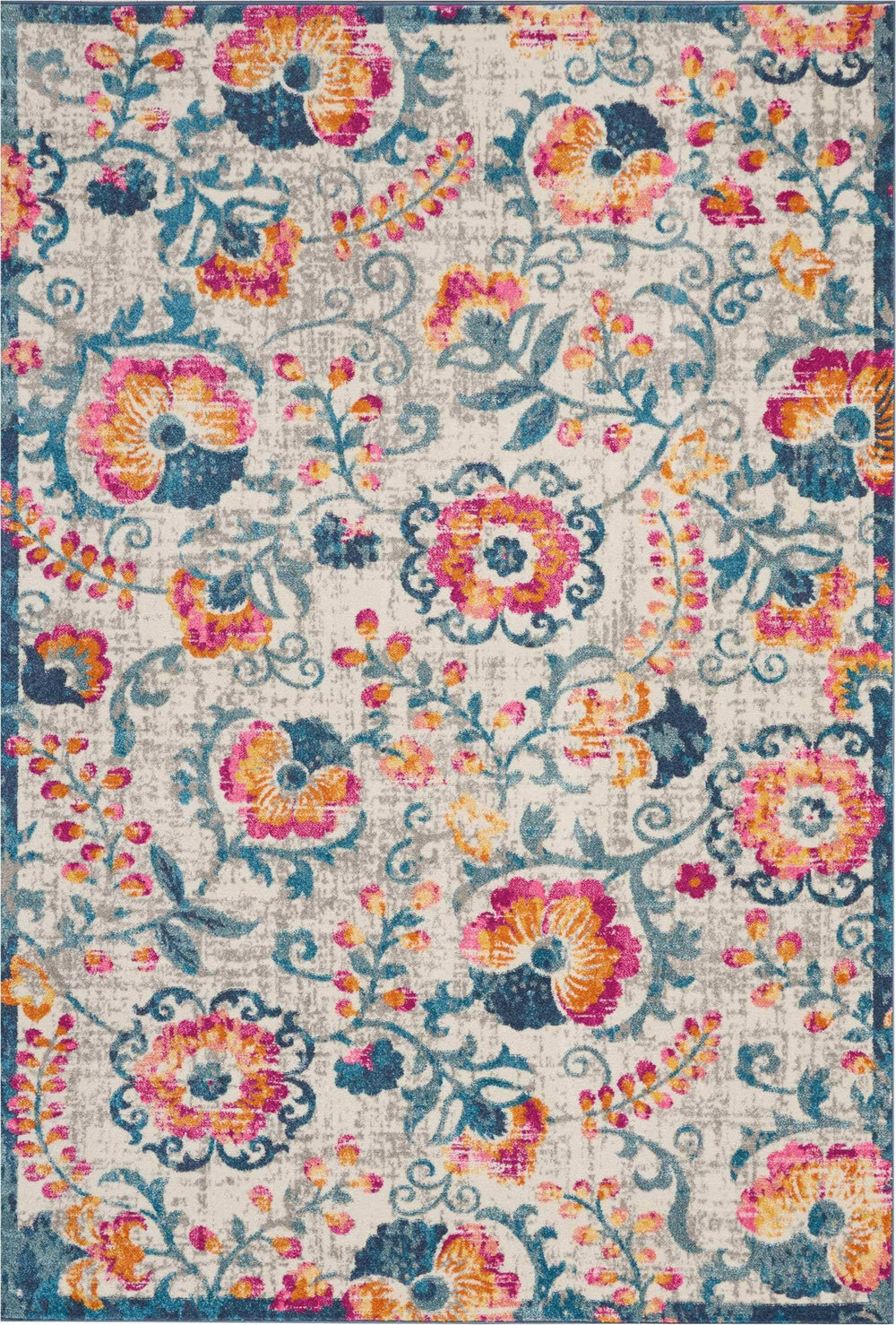 7' X 10' Ivory Floral Dhurrie Area Rug - Homeroots - Flyclothing LLC