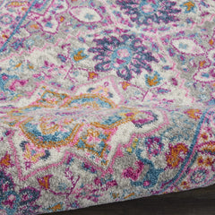 6' Pink And Gray Power Loom Runner Rug - Homeroots