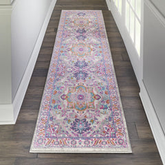 6' Pink And Gray Power Loom Runner Rug - Homeroots