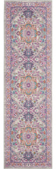6' Pink And Gray Power Loom Runner Rug - Homeroots