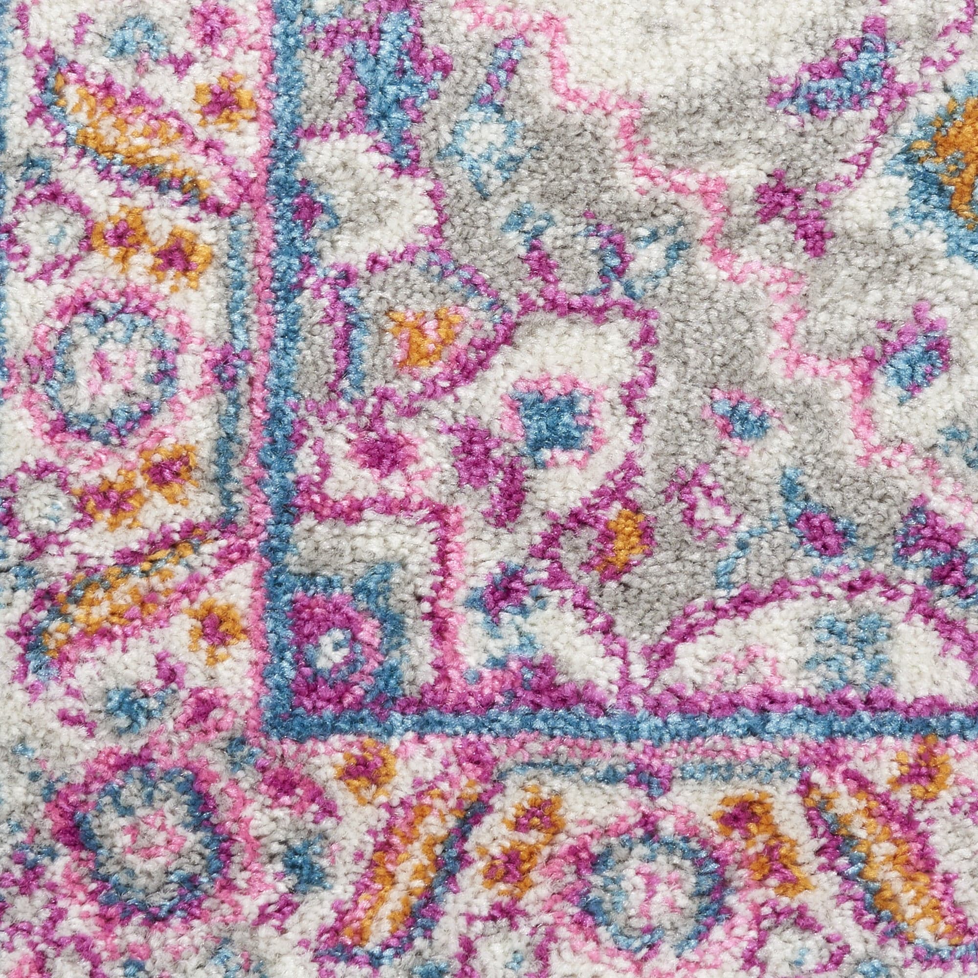 6' Pink And Gray Power Loom Runner Rug - Homeroots