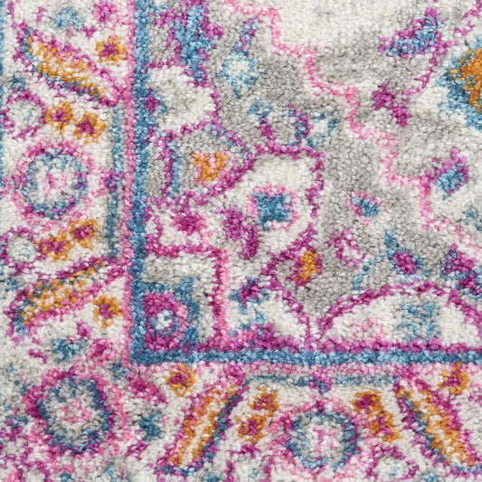 6' Pink And Gray Power Loom Runner Rug - Homeroots