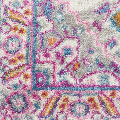 6' Pink And Gray Power Loom Runner Rug - Homeroots
