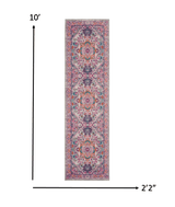 10' Pink And Gray Power Loom Runner Rug - Homeroots - Flyclothing LLC