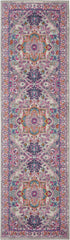 10' Pink And Gray Power Loom Runner Rug