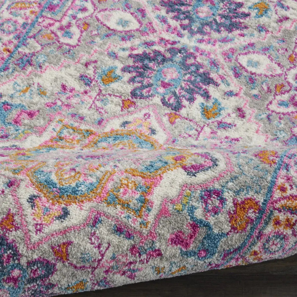 8' Pink And Gray Power Loom Runner Rug - Homeroots - Flyclothing LLC