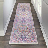 8' Pink And Gray Power Loom Runner Rug - Homeroots - Flyclothing LLC