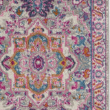 8' Pink And Gray Power Loom Runner Rug - Homeroots